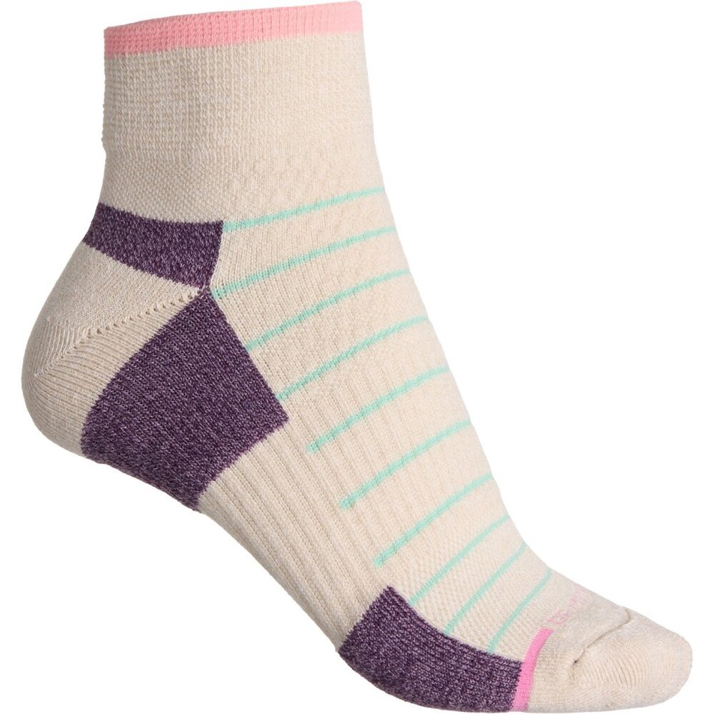 NEW DR MOTION Outdoor Compression Simple Stripe Socks - Quarter Crew 825 0s7